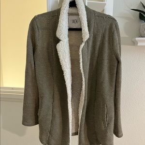 Jack lightweight cardigan/duster/sweater w/ sherpa trim & pockets